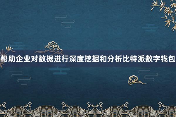 帮助企业对数据进行深度挖掘和分析比特派数字钱包