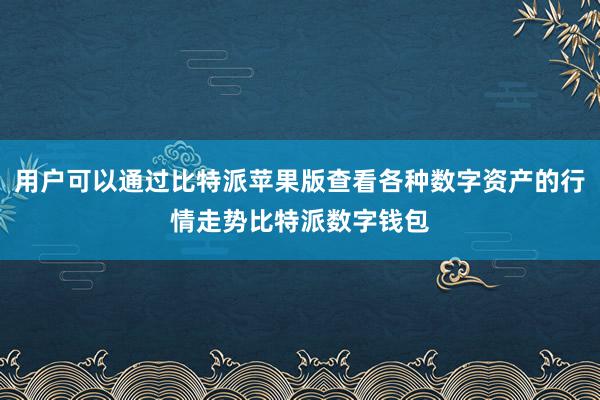 用户可以通过比特派苹果版查看各种数字资产的行情走势比特派数字钱包