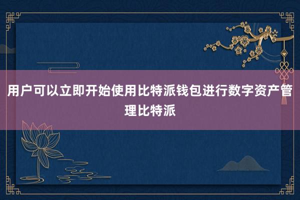 用户可以立即开始使用比特派钱包进行数字资产管理比特派